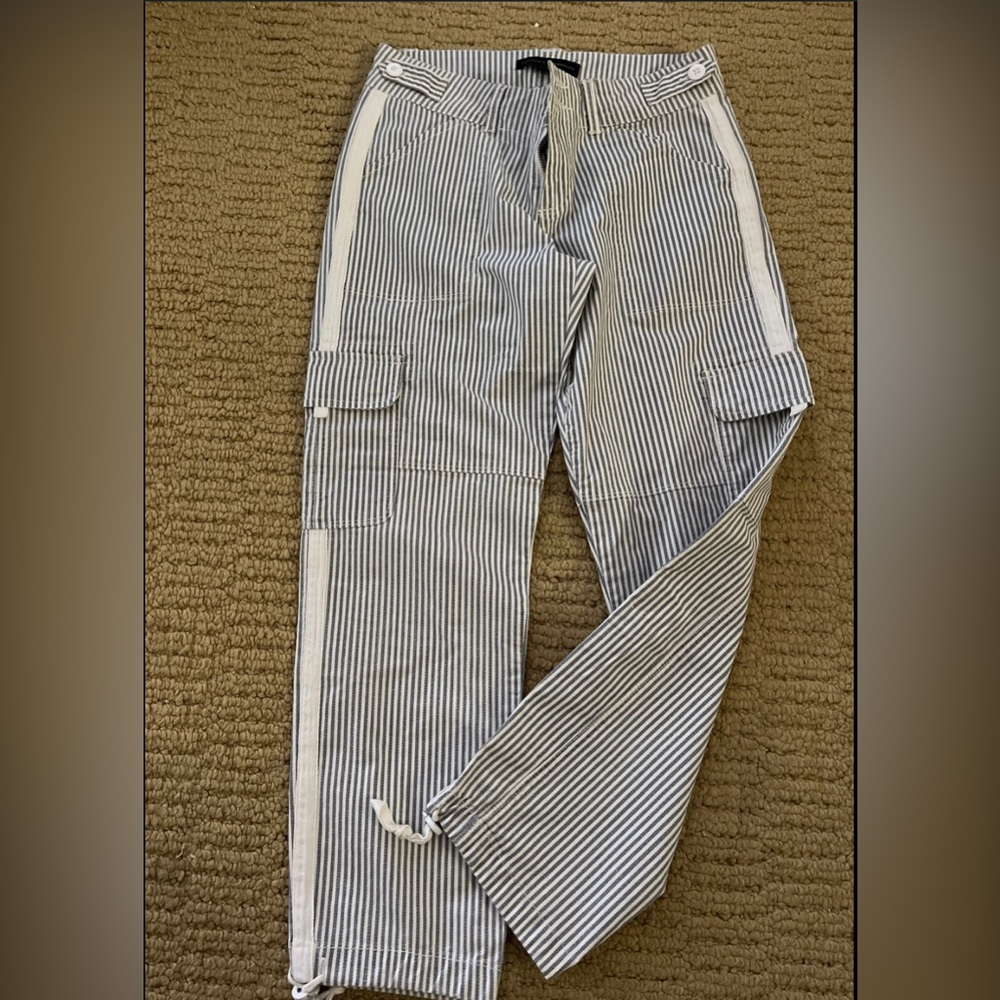 Sanctuary x Anthropologie Gray & White Striped Womens Terrain Cargo Pants